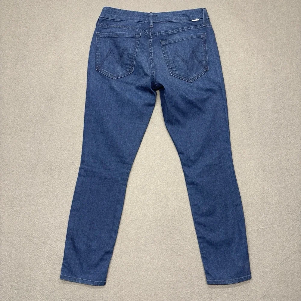 MOTHER The Looker Crop Skinny Jeans Bright Eyes Blue Denim Made in USA‎ Size 26